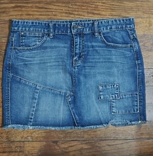 Vintage Calvin Klein Blue Denim Mini Skirt Frayed Edge